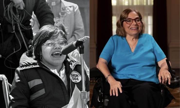 Two photos of Judy Heumann